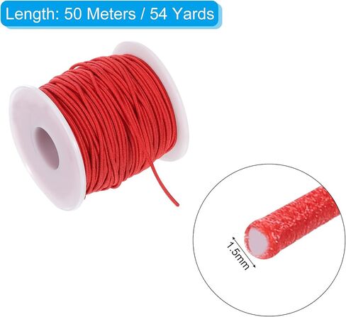 uxcell 1.5mm Elastic String Cord Elastic Thread Beading String Cord for Jewelry Making Necklace Bracelet Beading, 54 Yards Red in Kuwait