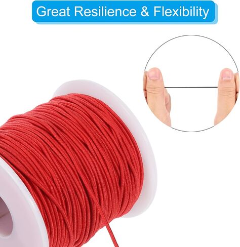 uxcell 1.5mm Elastic String Cord Elastic Thread Beading String Cord for Jewelry Making Necklace Bracelet Beading, 54 Yards Red in Kuwait