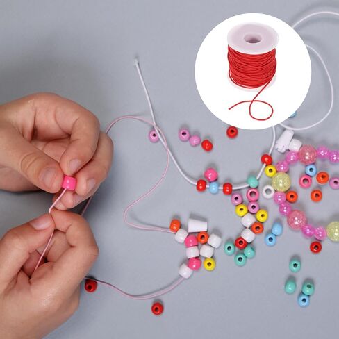 uxcell 1.5mm Elastic String Cord Elastic Thread Beading String Cord for Jewelry Making Necklace Bracelet Beading, 54 Yards Red in Kuwait