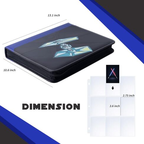 9 Pocket Trading Card Binder, PU Leather Storage Zip Album with 900 Slots Clear Page Sleeves for TCG MTG Baseball Sport Cards Display Collection (Auburn) in Saudi Arabia