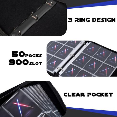 9 Pocket Trading Card Binder, PU Leather Storage Zip Album with 900 Slots Clear Page Sleeves for TCG MTG Baseball Sport Cards Display Collection (Auburn) in Saudi Arabia