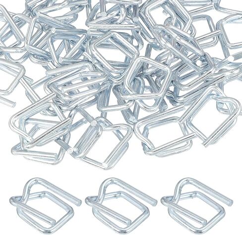 PATIKIL 25 Pcs Metal Wire Buckle Fit for 5(8 Inch(16mm) Width Cord Strapping Buckles Galvanized Metal Coating Cord Strapping Composite for Packaging Shipping, Silver in Saudi Arabia