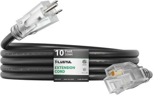 Outdoor Extension Cord 6FT, 12 Gauge Extension Cord with Lighted End, Heavy Duty,15A 1875W SJTW, ETL Listed, Great for Garden and Home, Black in Saudi Arabia