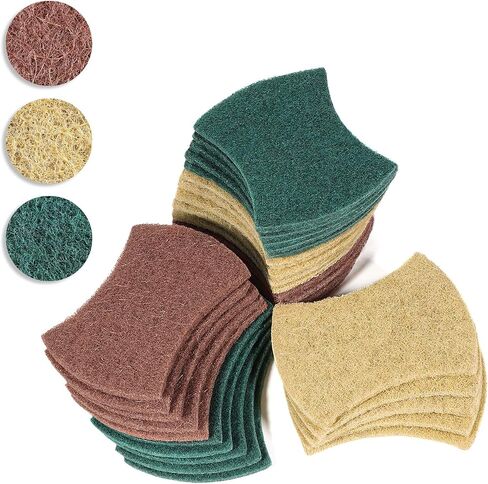 15-Pack 3 Material Scouring Pads – Heavy Duty, Sisal & Coconut Fiber, Eco-Friendly & Biodegradable, Durable Cleaning Pads for Tough Stains, Pots, Pans & Delicate Surfaces in Saudi Arabia