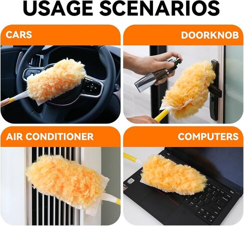 Duster Refills Bulk Compatible with Swiffer Dusters Swiffer Microfibre dust Cleaner for Cleaning Home, Office, Furniture (Yellow, 20 PCS (180°)+ 10 PCS (360°)+ Handle) in Saudi Arabia