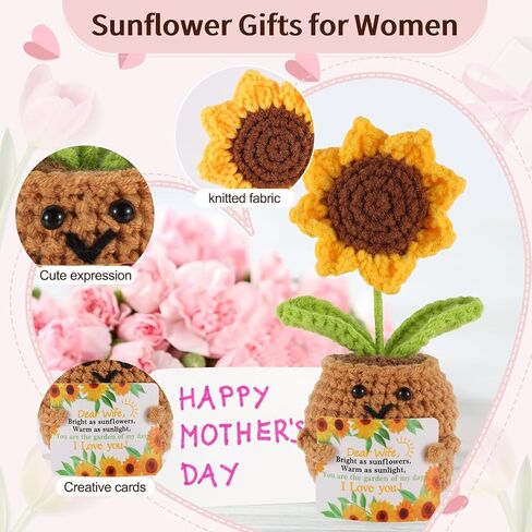 Gifts for Her Wife from Husband - I Love You Positive Sunflower Birthday Gift, Emotional Support Crochet, Handmade Crochet Romantic Gift for Her on Mothers Day in Saudi Arabia