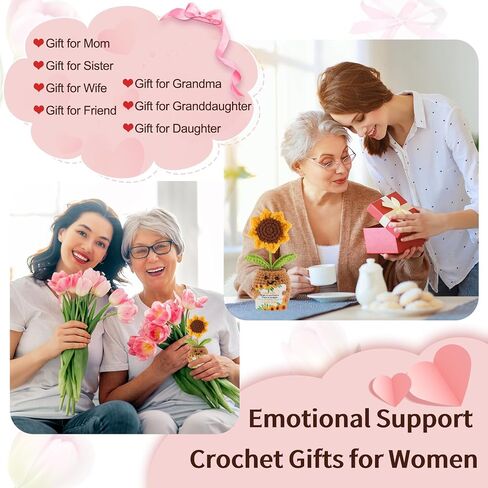 Gifts for Her Wife from Husband - I Love You Positive Sunflower Birthday Gift, Emotional Support Crochet, Handmade Crochet Romantic Gift for Her on Mothers Day in Saudi Arabia