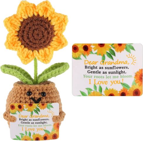 Gifts for Her Wife from Husband - I Love You Positive Sunflower Birthday Gift, Emotional Support Crochet, Handmade Crochet Romantic Gift for Her on Mothers Day in Saudi Arabia