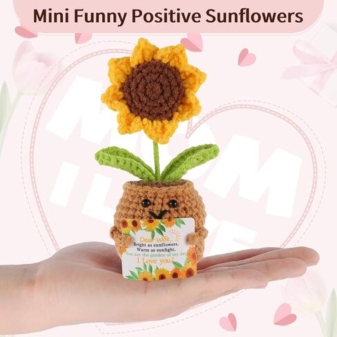 Gifts for Her Wife from Husband - I Love You Positive Sunflower Birthday Gift, Emotional Support Crochet, Handmade Crochet Romantic Gift for Her on Mothers Day in Saudi Arabia