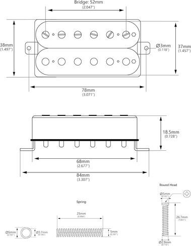 Banworks Alnico 5 Humbucker Pickup 7.8K High Output 50mm Neck Pickup Uncovered Double Coil Pickup Brass Bobbin for Electric Guitar JT/SYQ-04 in Saudi Arabia
