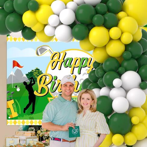 Retro Green Yellow White Balloon Garland Arch Kit, 122pcs Dark Green Yellow White Balloons for Birthday Wedding Graduation Baby Shower Anniversart Forest Jungle Tractor Soccer Party Decorations in Kuwait