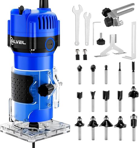 جهاز توجيه خشب Silvel ، 800W أجهزة أجهزة أجهزة أدوات خشبية للأعمال الخشبية ، 6.5AMP 1.25HP أداة توجيه خشب اليد ، 30000R/MIN المدمجة المدمجة مع مجموعة بتات 15 1/4 "، الأحمر ، الأحمر in Kuwait