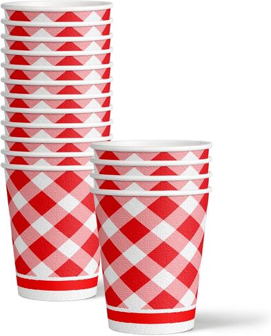 Let's BBQ Red Gingham Birthday Party Supplies - 64 Piece Summer Barbeque Picnic Tableware Set Includes Large 9" Dinner Plates and 8" Dessert Paper Plates Napkins Cups - Kit for 16 in Saudi Arabia