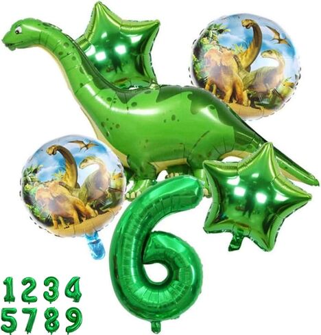 DIWULI Dinosaur Party Decorations Set - Number 3 Balloon green, Dinosaur Balloons, Dinosaur Birthday Decorations, Long Neck Dinosaur Decorations 3rd Birthday Party, Supplies Foil Big Green Balloons in Kuwait
