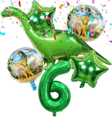 DIWULI Dinosaur Party Decorations Set - Number 3 Balloon green, Dinosaur Balloons, Dinosaur Birthday Decorations, Long Neck Dinosaur Decorations 3rd Birthday Party, Supplies Foil Big Green Balloons in Kuwait