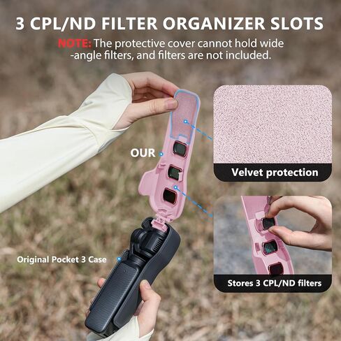 Pocket 3 Cover Case for DJI Osmo Pocket 3 Accessories,3 CPL/ND Filter Storage Slots,Protect Pocket 3 Gimbal from Impacts in Saudi Arabia