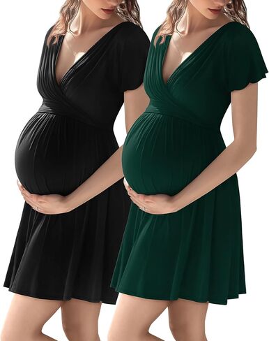 Neer 2 Pack 3 in 1 Labor Delivery Hospital Gown, Women's Maternity Dress Robe Nursing Nightgown Sleepwear for Breastfeeding in Kuwait