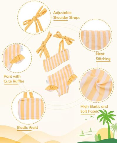 babygoal Baby Toddler Girl 2-Piece Swimsuit, Summer Beach Swimwear Bathing Suit 12M-5T in Kuwait