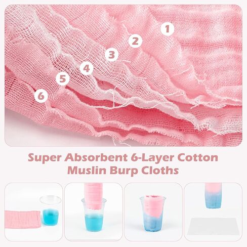 Maliton Muslin Baby Burp Cloths 6 Pack Large 20''x10'' 100% Cotton Burp Rags Absorbent and Soft 6 Layers Muslin Cloth Baby Essentials for Newborn(Animals and Cars, Pack of 6) in Saudi Arabia