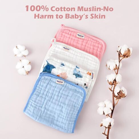 Maliton Muslin Baby Burp Cloths 6 Pack Large 20''x10'' 100% Cotton Burp Rags Absorbent and Soft 6 Layers Muslin Cloth Baby Essentials for Newborn(Animals and Cars, Pack of 6) in Saudi Arabia