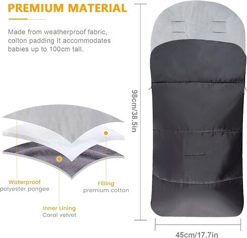 Stroller Cover for Winter,Warm and Cozy Universal Footmuff for Stroller,Waterproof and Windproof Sleeping Bag with Coral Fleece Lining Stroller Footmuff,Baby Bunting Bags for Most Strollers in Saudi Arabia