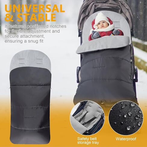 Stroller Cover for Winter,Warm and Cozy Universal Footmuff for Stroller,Waterproof and Windproof Sleeping Bag with Coral Fleece Lining Stroller Footmuff,Baby Bunting Bags for Most Strollers in Saudi Arabia