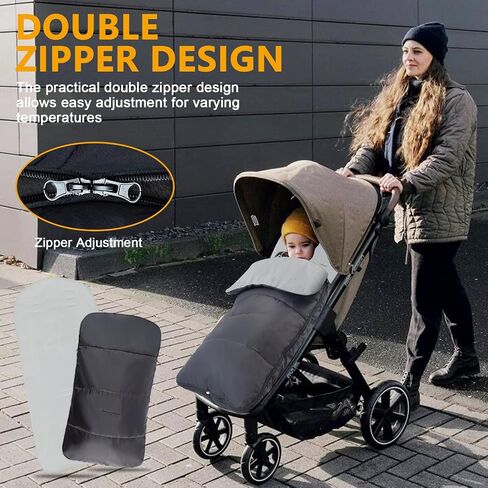 Stroller Cover for Winter,Warm and Cozy Universal Footmuff for Stroller,Waterproof and Windproof Sleeping Bag with Coral Fleece Lining Stroller Footmuff,Baby Bunting Bags for Most Strollers in Saudi Arabia