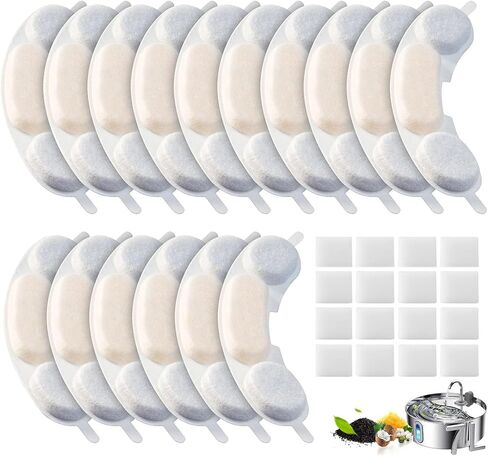 16 Pack Dog Water Replacement Filters Compatible with Smartoo 7L / 236oz / 1.8Gal Stainless Steel Dog Water Fountain, Pet Dog Fountain Filter Replacement,16 Filters + 16 Sponge in Kuwait