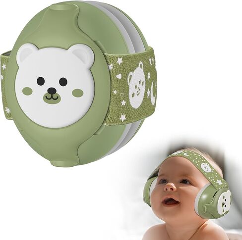 Baby Ear Protection,Bear Baby Headphones Noise Cancelling for Infant Hearing Protection Ages 0-36 Months with Adjustable Headband,25dB NRR Baby Earmuffs,Ideal Baby Travel Essentials for Sleep in Saudi Arabia