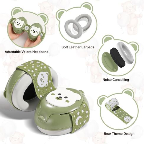 Baby Ear Protection,Bear Baby Headphones Noise Cancelling for Infant Hearing Protection Ages 0-36 Months with Adjustable Headband,25dB NRR Baby Earmuffs,Ideal Baby Travel Essentials for Sleep in Saudi Arabia