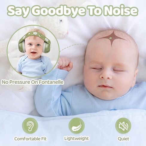Baby Ear Protection,Bear Baby Headphones Noise Cancelling for Infant Hearing Protection Ages 0-36 Months with Adjustable Headband,25dB NRR Baby Earmuffs,Ideal Baby Travel Essentials for Sleep in Saudi Arabia