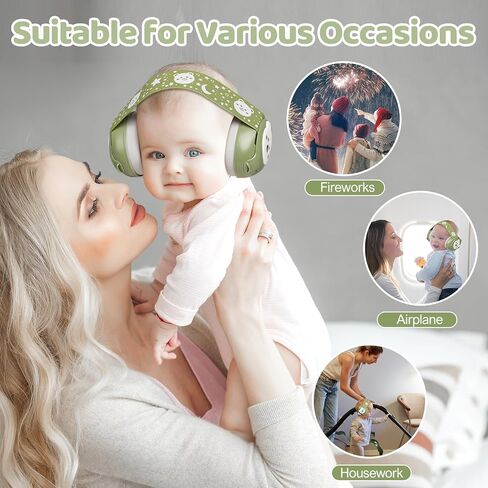 Baby Ear Protection,Bear Baby Headphones Noise Cancelling for Infant Hearing Protection Ages 0-36 Months with Adjustable Headband,25dB NRR Baby Earmuffs,Ideal Baby Travel Essentials for Sleep in Saudi Arabia
