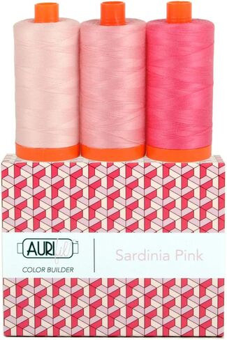 Aurifil Thread Color Builder Series - 3 Large (1,422 Yards Each) Spools of 50wt Cotton Thread in Colorway (Sardinia Pink 2410-2425-2530) in Kuwait