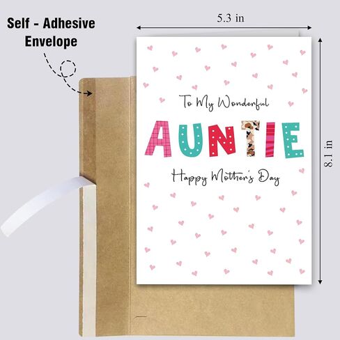 Sweet Mother's Day Card for Auntie, Funny Mothers Day Gift from Nephew Niece, Cute Mother's Gift for Aunt, To My Wonderful Auntie Card in Saudi Arabia
