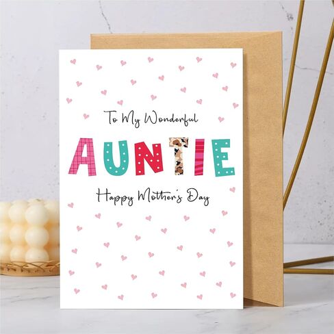 Sweet Mother's Day Card for Auntie, Funny Mothers Day Gift from Nephew Niece, Cute Mother's Gift for Aunt, To My Wonderful Auntie Card in Saudi Arabia