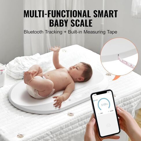 VEVOR Baby Scale, Digital Infant Scale with Measuring Tape, Multi-Function Toddler Scale for Weight and Height Track - with Hold & Tare Function, 5 Units for Babies, Toddlers, Pets, 88LBS Capacity in Saudi Arabia