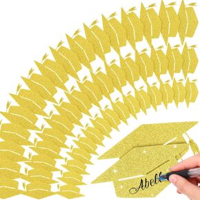 FUUTREO 120 PCS GLITER GRAD CATOUTS CARGEUTION CAPS GLITTER CONFOTTI Congrats GRAD PAPER TAGS SIDE FORSS PRASS OF 2025 DIY CRAFT BULLETIN SCHOOL SCHOOL SCELIS (Blue)
