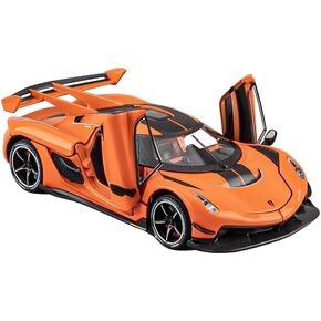 طراز سيارات لعبة Koenigsegg Jesko 1/24 Orange Alloy Collectibles Die-Cast Beatch مع الصوت والضوء