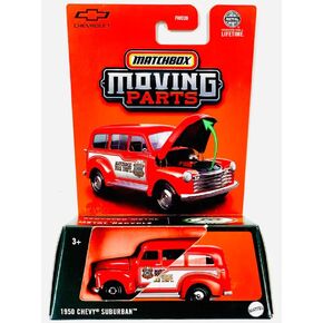 Matchbox Moving Parts 1950 Chevy Suburban, 1:64 Scale Diecast Car, Red