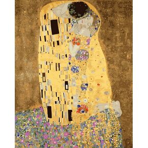 Wowdecor Paint by Number Kits for البالغين المبتدئين ، الرقم DIY الطلاء قبلة من Gustav Klimt اللوحات الشهيرة 40x50 سم جدار ديكور (بدون إطار)