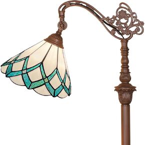Capulina Tiffany Floor Lamp 62 Inches Tall Green Romantic Style Stained Glass Soft Light Arched Gooseneck Adjustable Angle Reading Floor Lamp for Living Room Bedroom Home Office