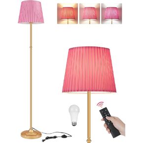Dimmable Tall Floor Lamp for Living Room, 68" Standing Lamp, Reading Light with Remote & Foot Pedal, 10W LED Bulb (3000K-6500K) Included, FCC Listed, Reinforced Base, Gold and Pink DP12LD05