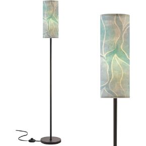 Boho Standing Lamps Forest nature landscape coniferous trees Pine Silhouette Minimalist Floor Lamp Metal Pole Lamp with Linen Lampshade for Bedroom Living Room Office Nursery Reading Foot Switch