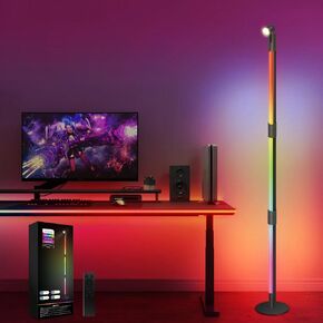 ديكورات عيد الميلاد LED LED LED CORNER CORNER مع التحكم عن بعد ، 360 درجة الدوران ، 16 ملايين الألوان RGB LED مصباح الأرض