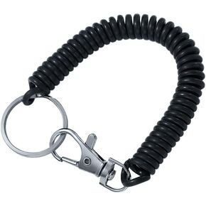 Coil Springs Keychain,Spiral Retractable Spring Coil Keychain,Cellphone Snap Hook Holder Coil Cord Key Chain Holder,for Keys Wallet，Jewelry Findings，Jewelry Clasps (Black)