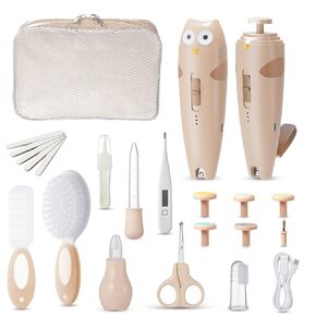 Lictin Baby Healthcare and Grooming Kit, 26 in 1 Rechargeable Nail Trimmer Electric Set,Safe File with Auto Light, Newborn Nursery Health Care Portable Safety Set for Infant Toddlers Boys Girls, Grey