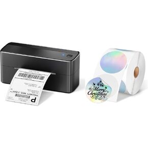 Phomemo 241BT Bluetooth Thermal Shipping Label Printer 4X6 - Wireless Thermal Label Printer for Shipping Packages + 2 Inch Color Circle Thermal Sticker Labels 400