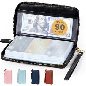 Sooez Safe Sheipper Business Card Card Book ، 180 COTRITION CRATER CARDER HOLDER WALLET ، Premium Vegan Leather Gift Card Organizer ، RFID ائتمان بطاقة ائتمان للرجال والنساء ، الوردي