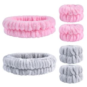 Spa Headbands for Women & Wristband Set，Skincare Headbands for Washing Face，Face Wash Headband for Women，Makeup Headband，Cute Hair Band for Girls，Headband for Skin Care 4 Pcs