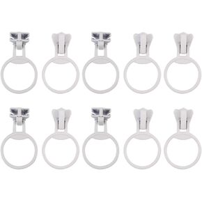 20pcs Metal Alloy Universal Zipper Sliders Size Set Ring Pull Head #5 Circle Ring Zip Fastener Repair Replacement Kit (Black snd White)(White)